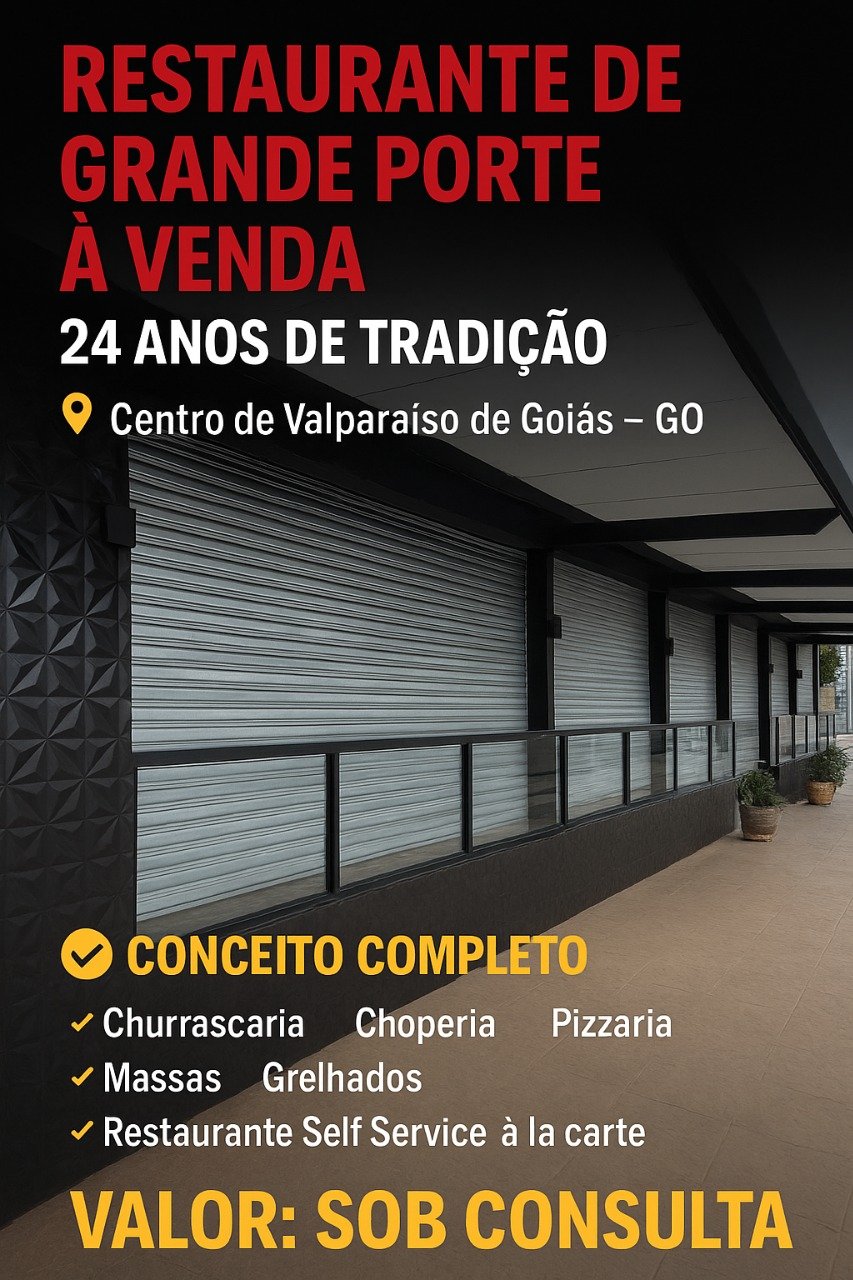 RESTAURANTE DE GRANDE PORTE À VENDA - Revenda